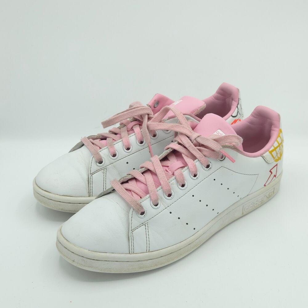 Adidas Stan Smith Doodle Women's Size 9 Sneakers White Pink Art